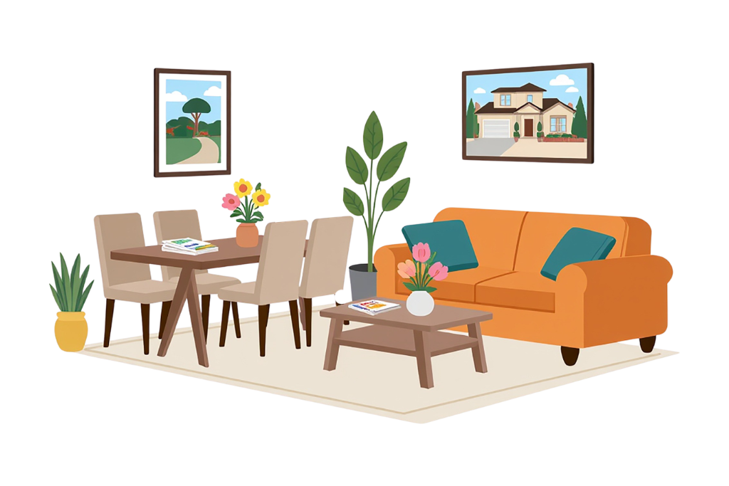 Fully equipped and comfortable serviced accommodation interior - Nesting Hub